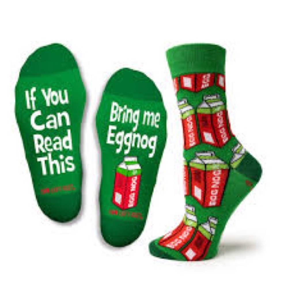 TWO LEFT FEET Bring Me Eggnog Socks | Small feet